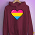 Pansexual Pride Pixel Heart Hoodie - Maroon